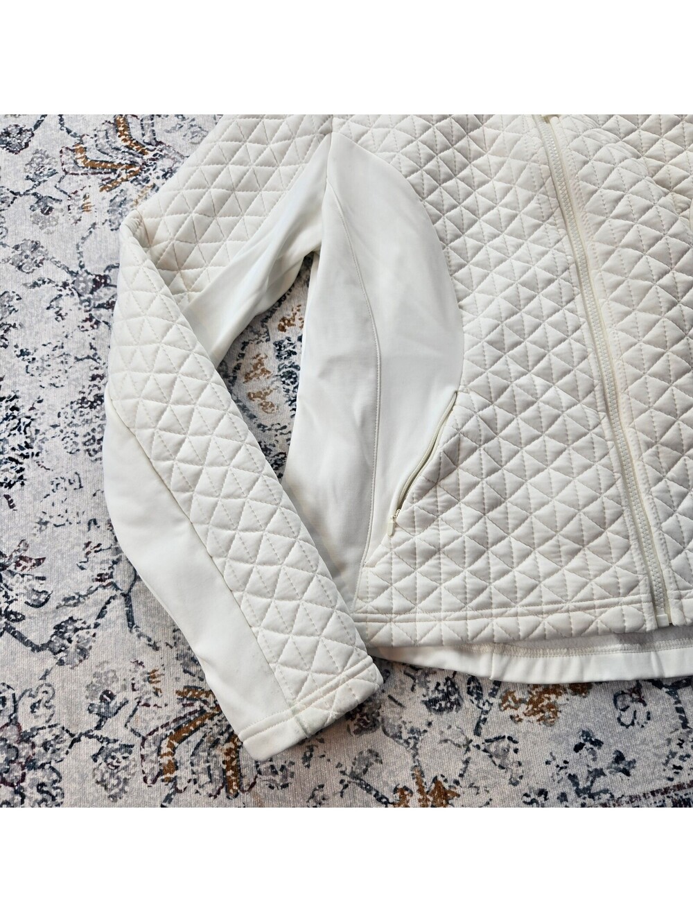 Avia White Quilted Fabric Zip Jacket Women Large L(12-14) - Picture 2 of 7